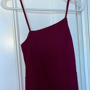 Lulus asymmetrical burgundy maxi dress